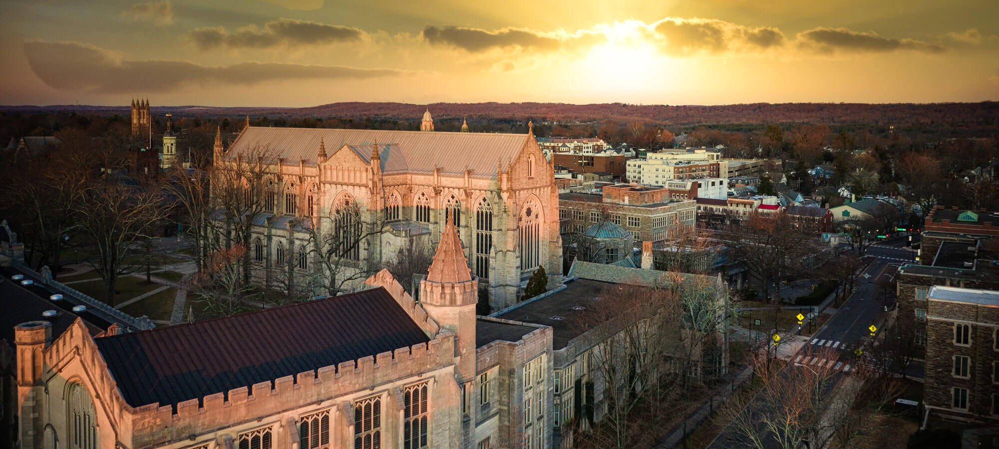 Aerial Of Sunrise In Princeton New Jersey